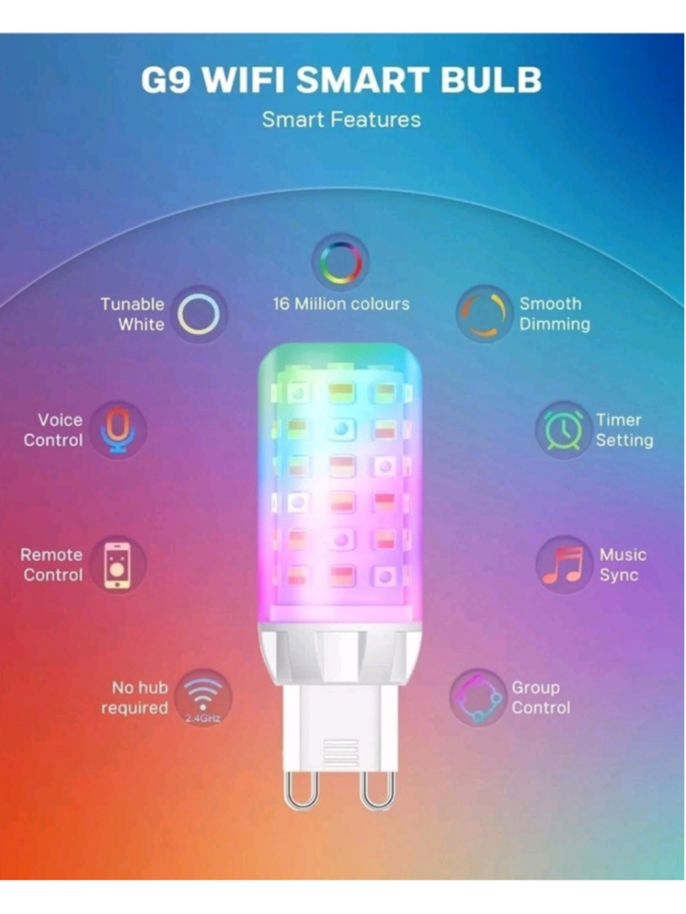 MCDYLUK g9 LED wifi smart light bulbs 4 pack Alexa / Google compatible dimmable